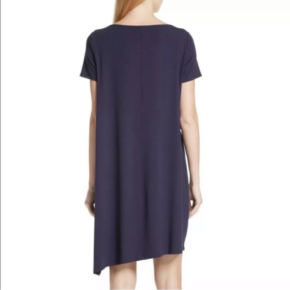 Eileen Fisher Asymmetrical Dress Short Sleeve Purple Size Medium - Picture 2 of 10